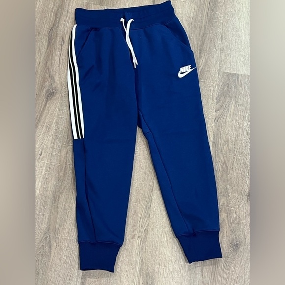 Women’s Medium Nike Blue White Stripe Classic Jogger Tracksuit Soccer Leggings - Picture 1 of 7